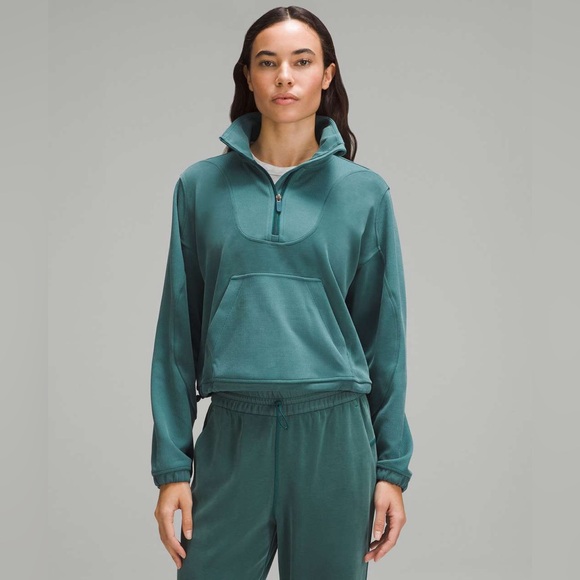 lululemon athletica Tops - Lululemon💎FLAWLESS💎Brushed Softstreme Ribbed Half Zip💎Storm Teal💎Size 8